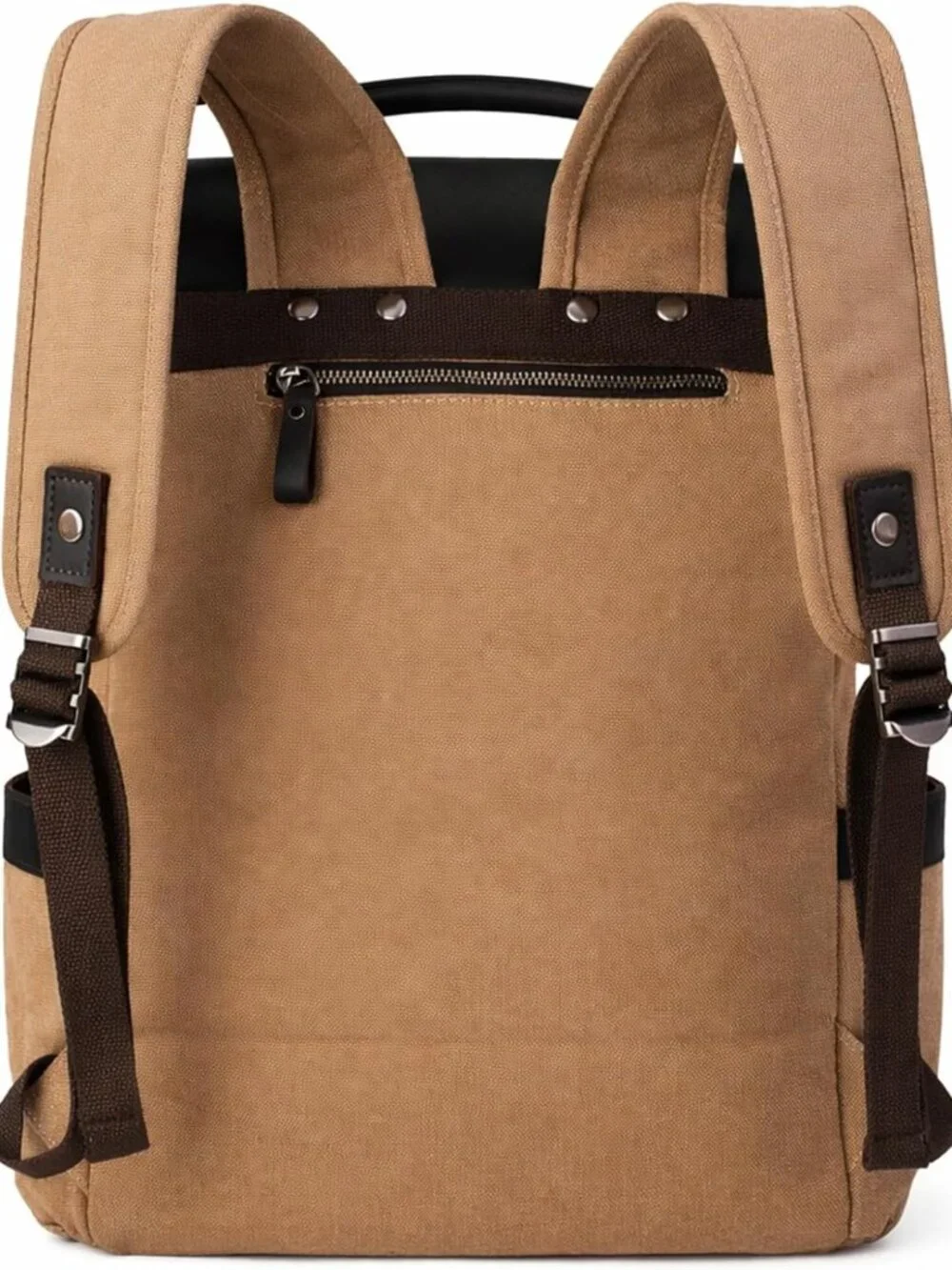 Vintage Canvas & Leather Backpack, 16